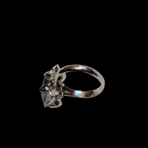 VINTAGE .925 Scalloped Sterling 5 Carat Marquise Cut Aquamarine Stone - Picture 11 of 15